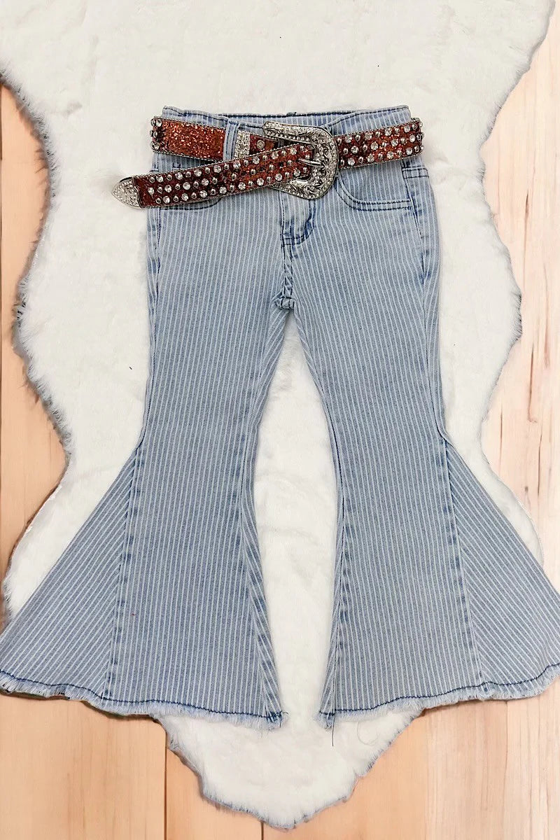 Girls Striped Bell Bottom Jeans