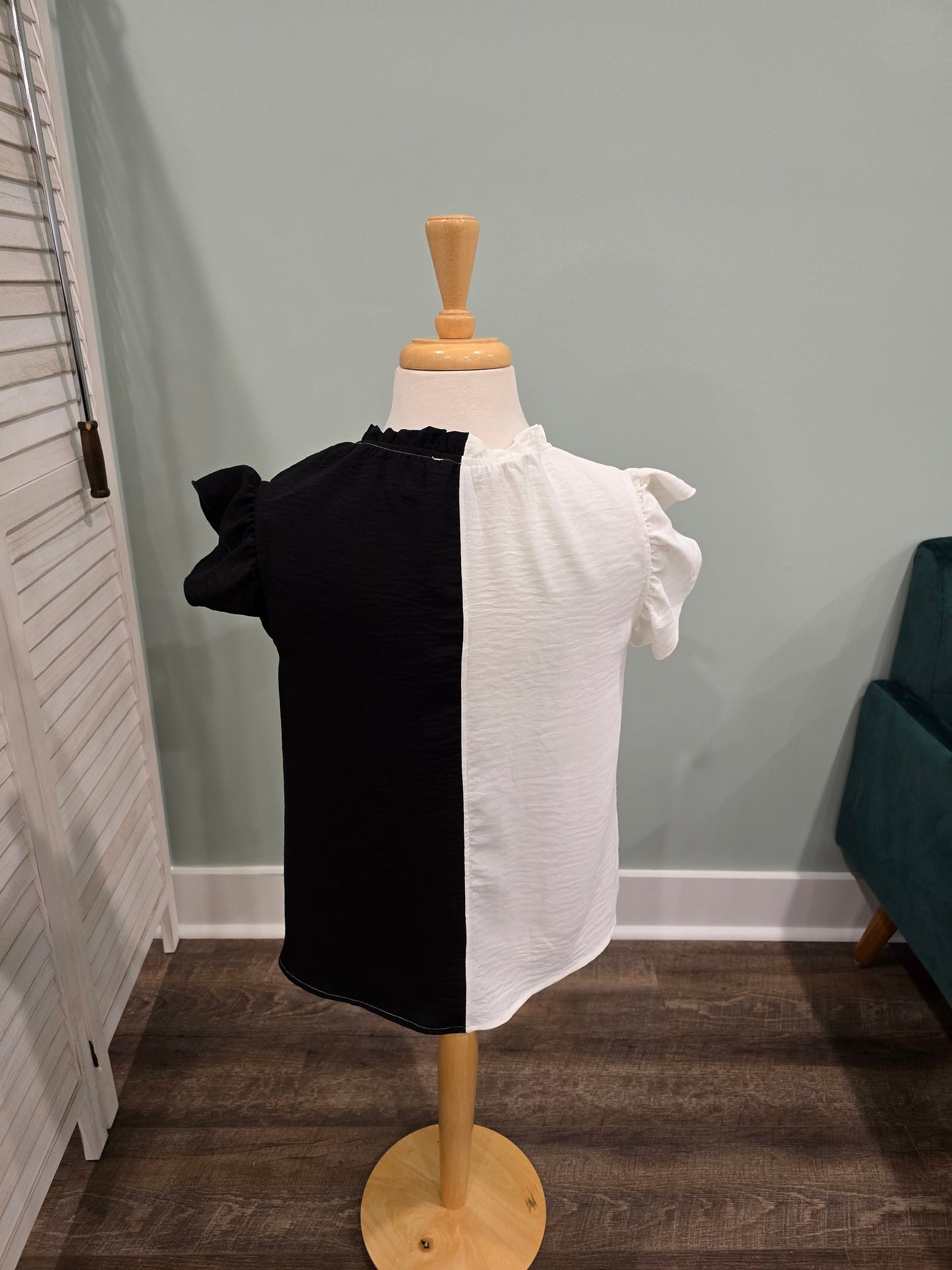 Black and white split top