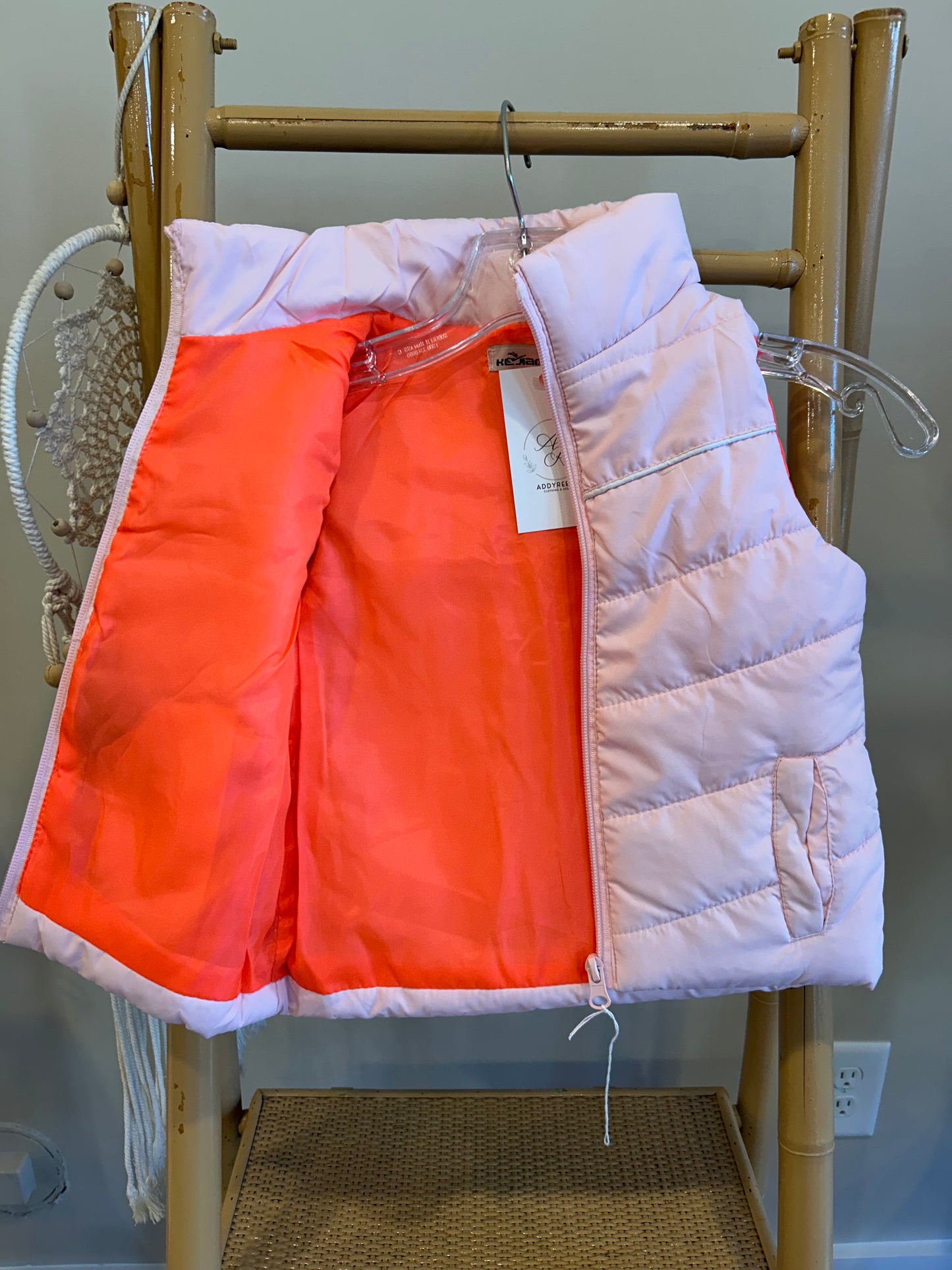 Girl's Pink Puffer Zip-Up Vest