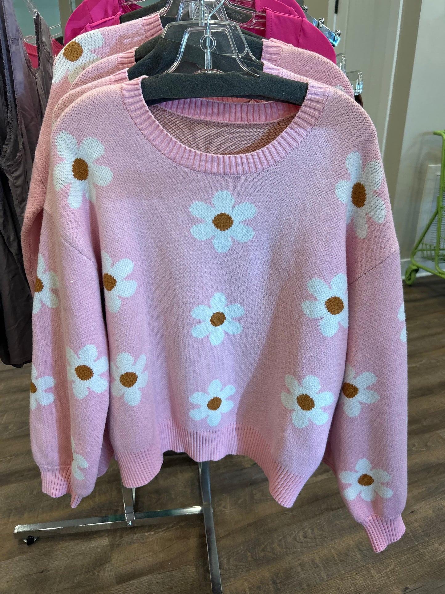 Pink flower sweater