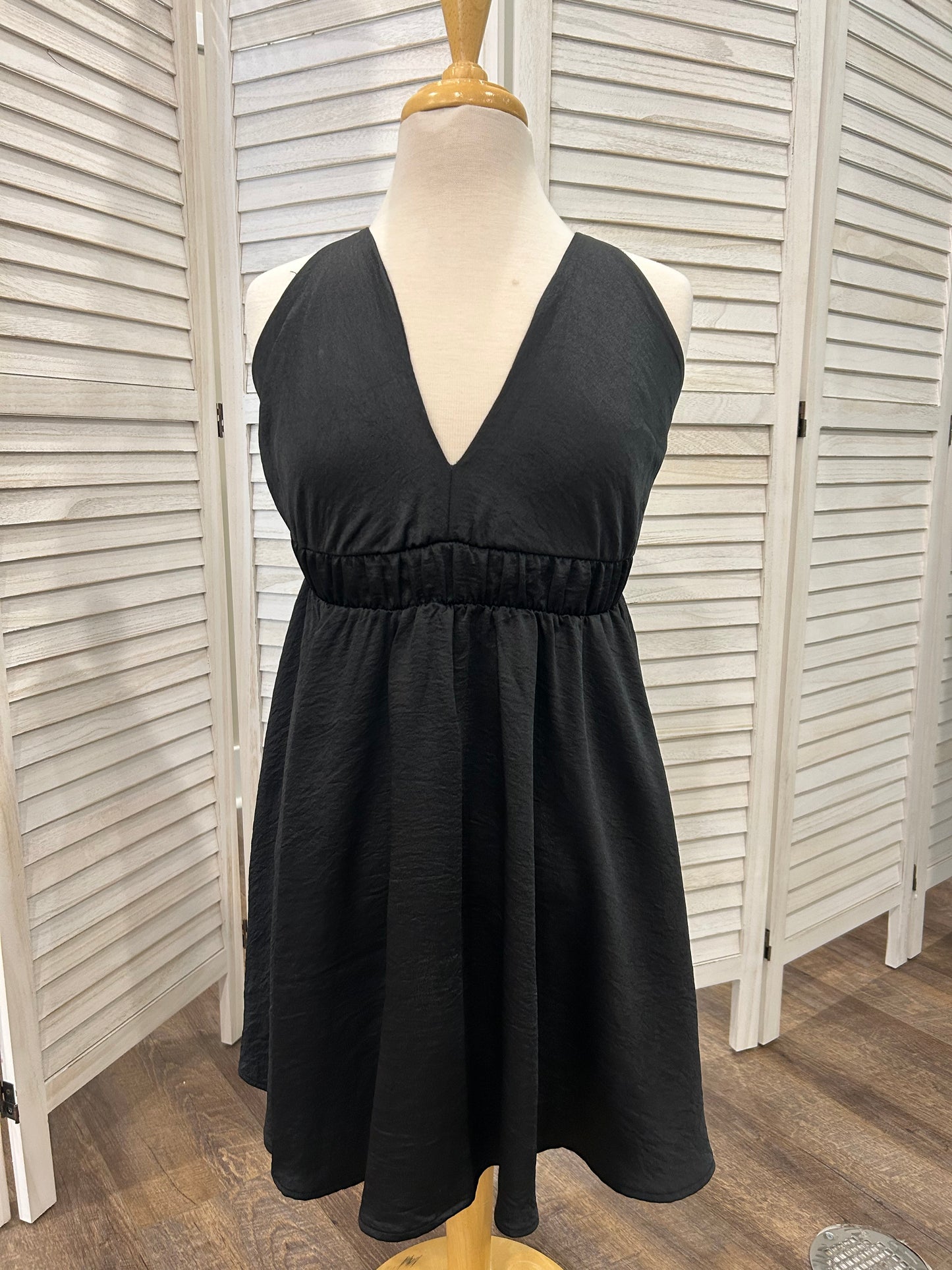 Black Mini Crossed Strap Dress