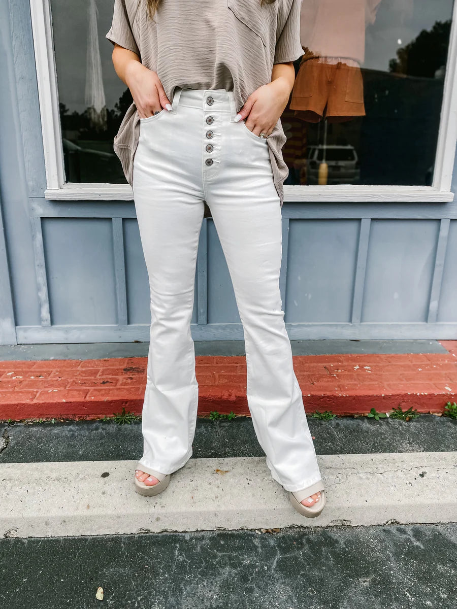 Button Up White Flares