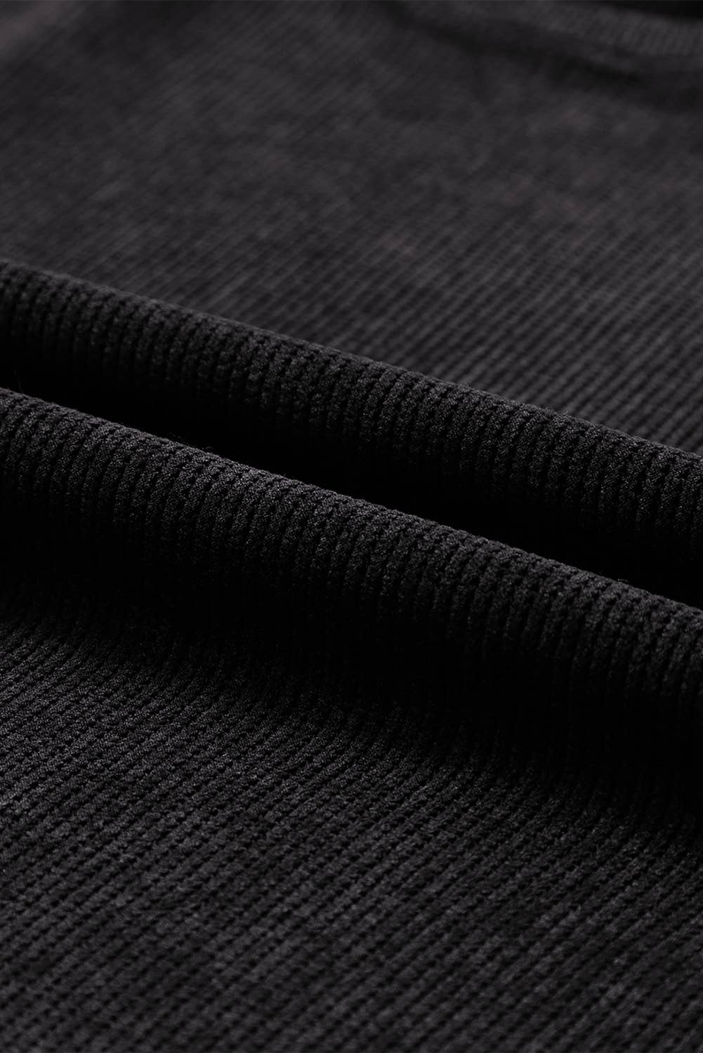 Solid Ribbed Knit Round Neck Pullover Sweatshirt