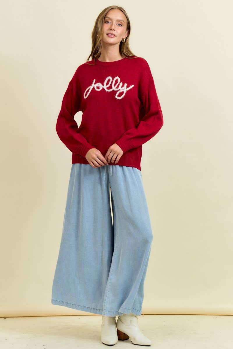 JOLLY METALIC EMBROIDERY SWEATER TOP