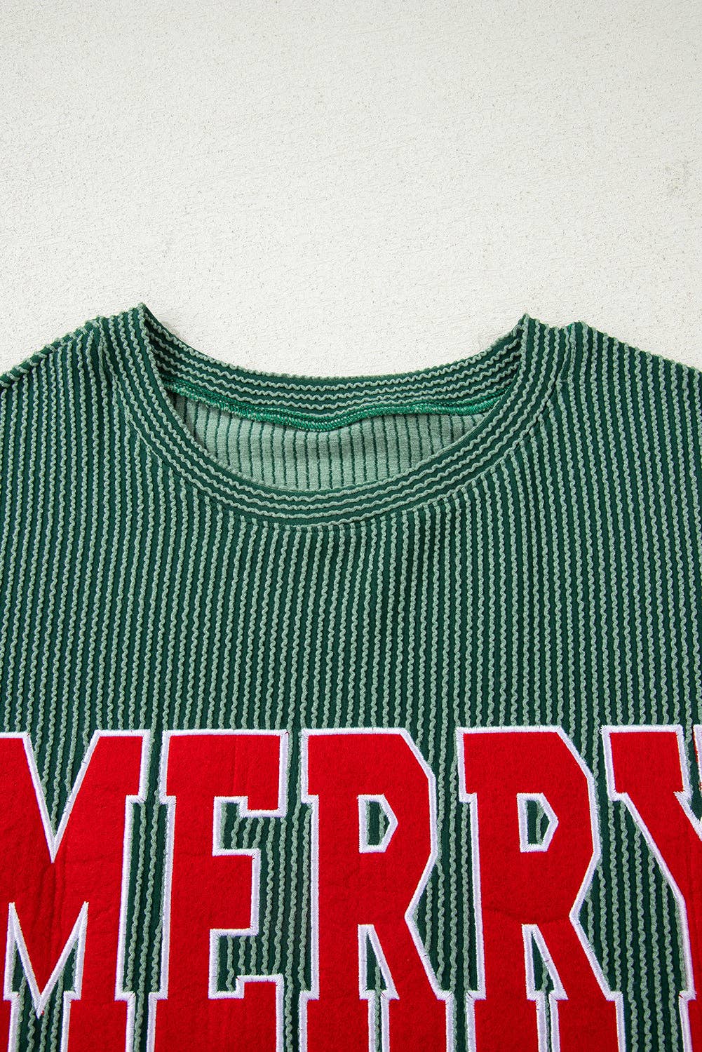 Christmas Merry Corded Knit Long Sleeve Top