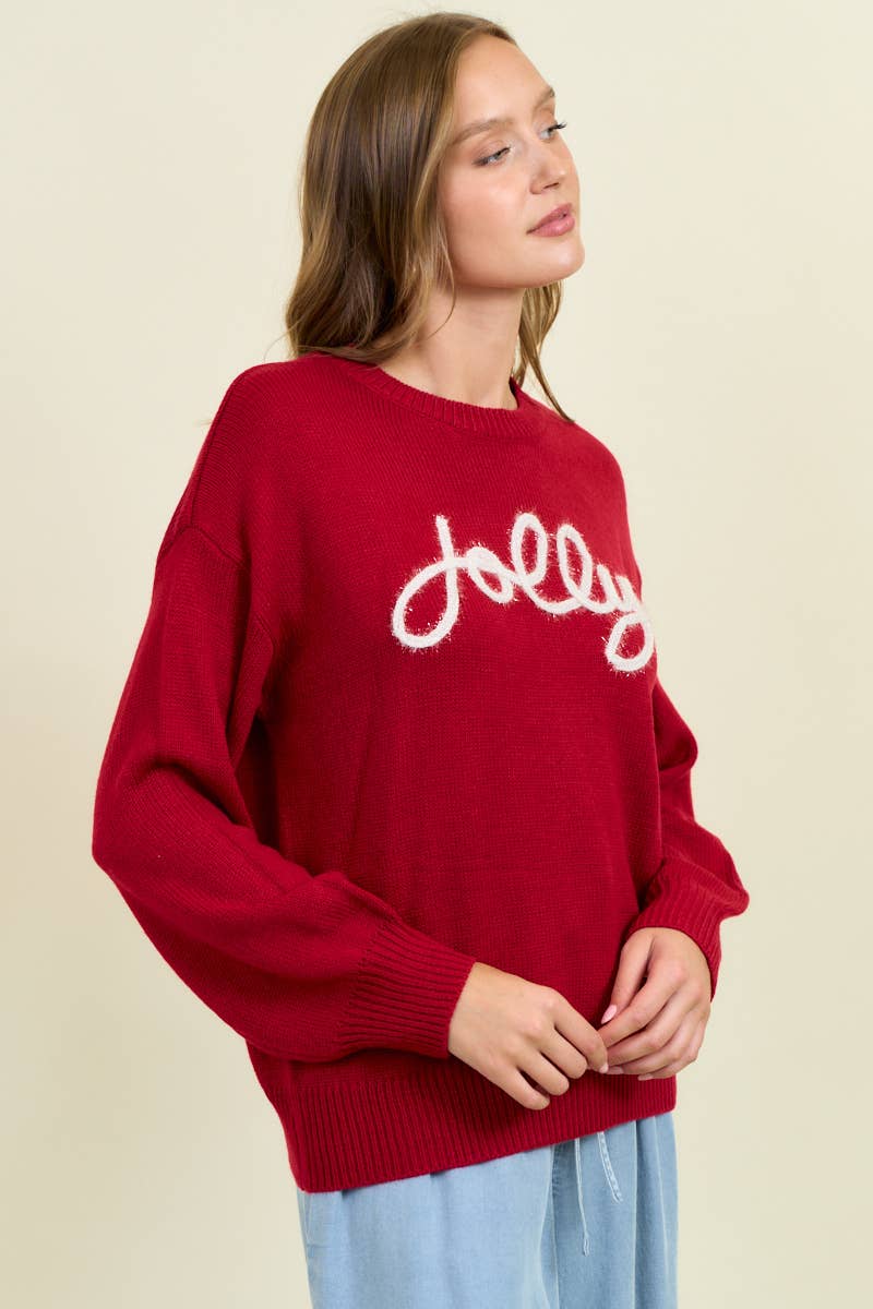 JOLLY METALIC EMBROIDERY SWEATER TOP