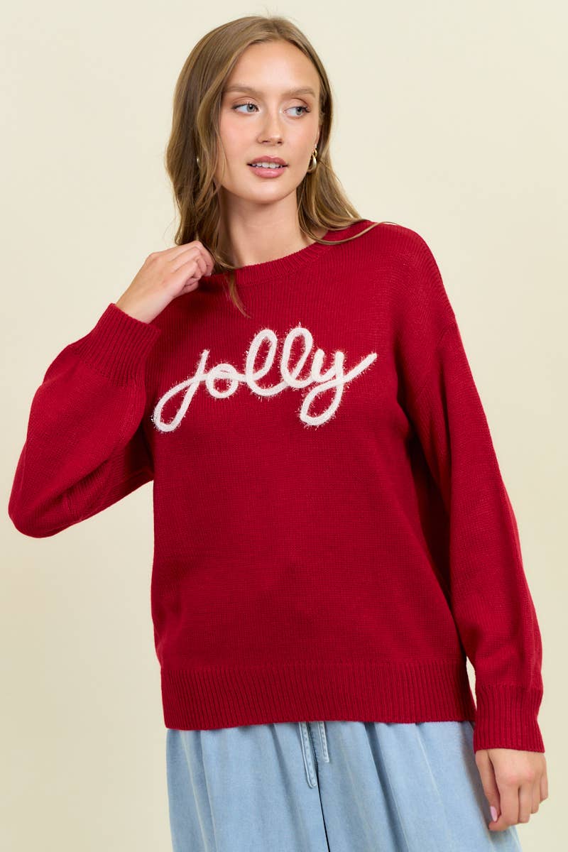 JOLLY METALIC EMBROIDERY SWEATER TOP